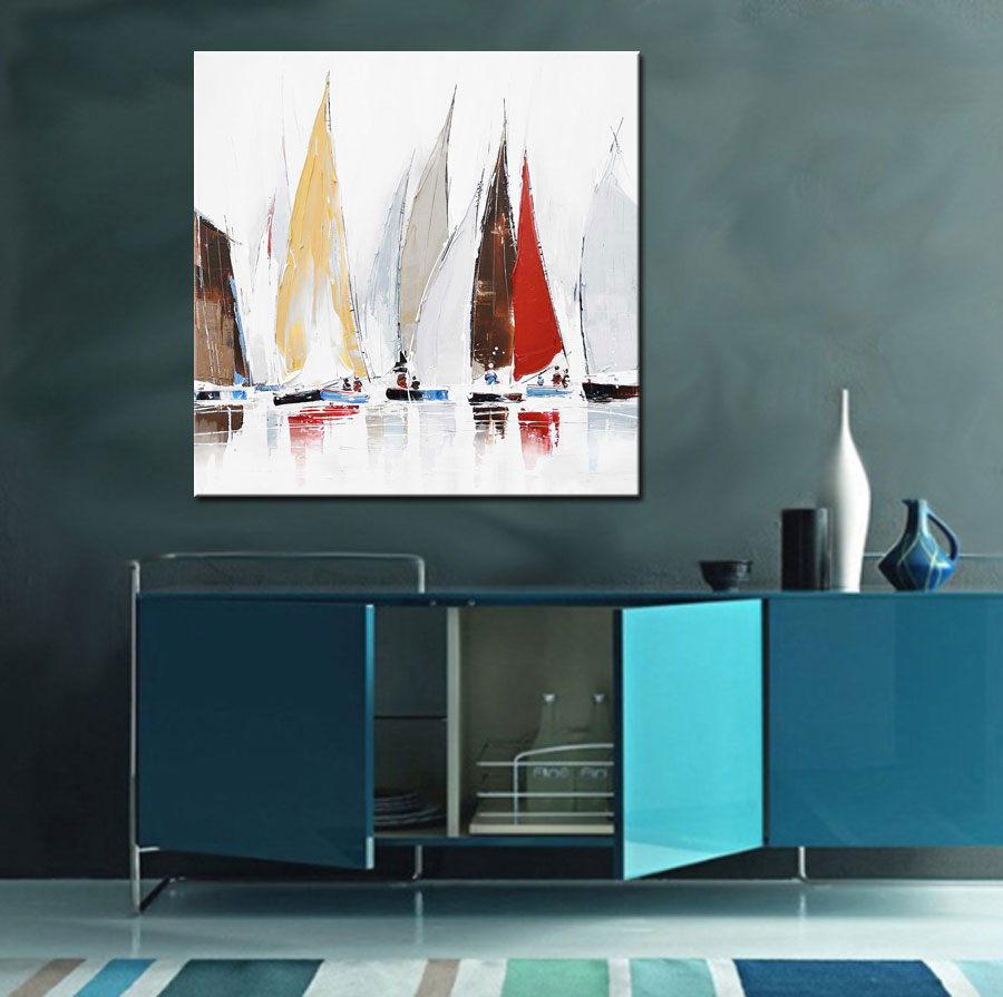 Zeil Race modern schilderij 100x100cm - Afbeelding 3