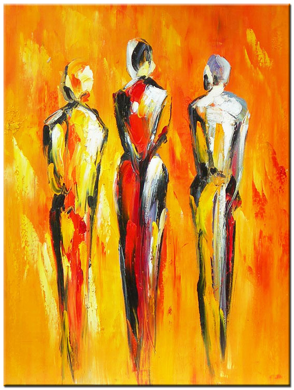 Met z'n Drieën modern schilderij 90x120cm