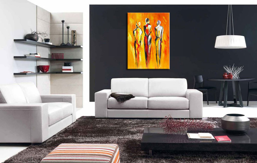 Met z'n Drieën modern schilderij 90x120cm - Afbeelding 2