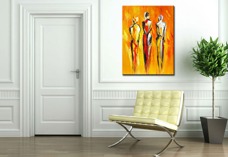 Met z'n Drieën modern schilderij 90x120cm - Afbeelding 3