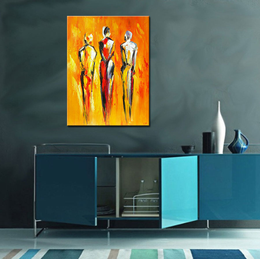 Met z'n Drieën modern schilderij 90x120cm - Afbeelding 4