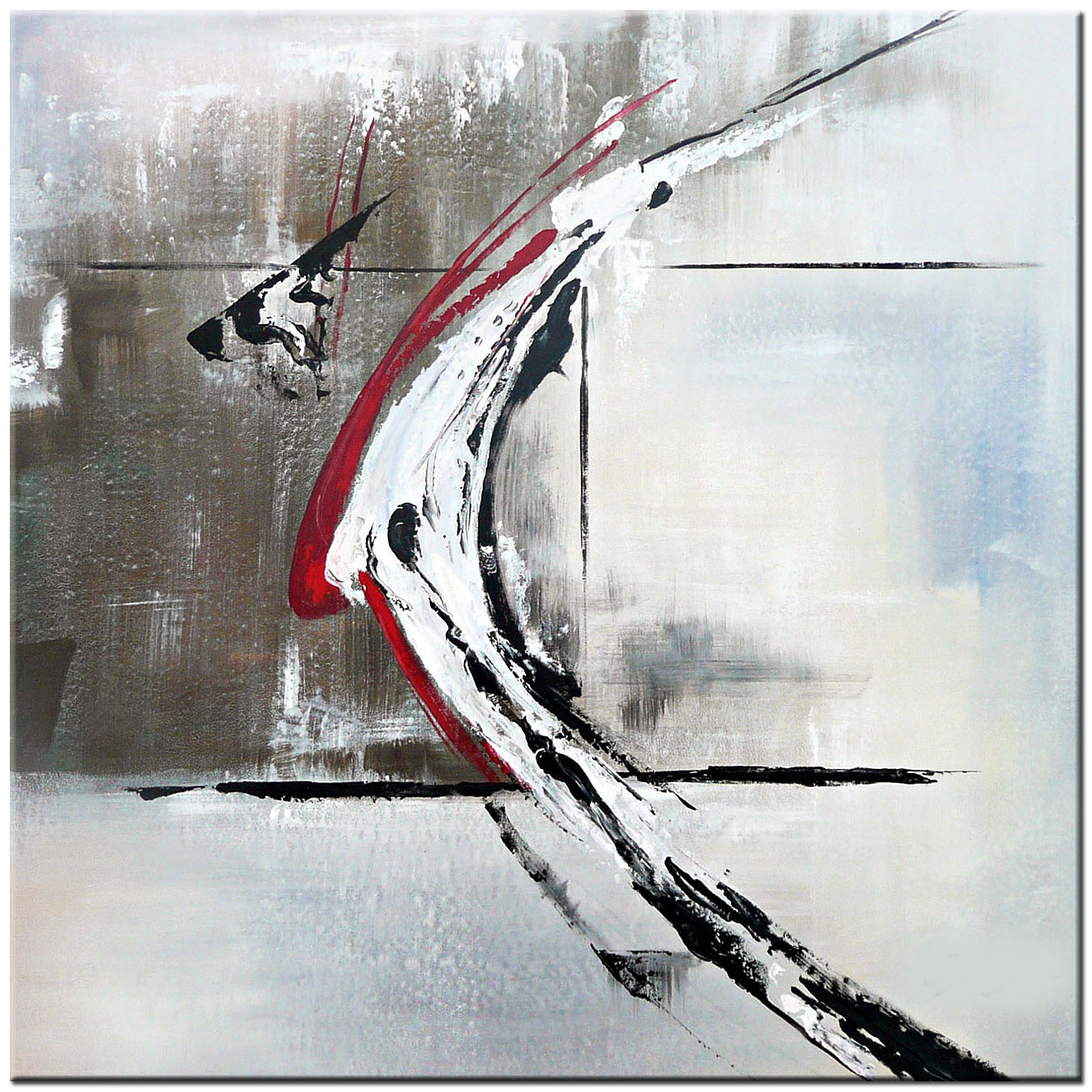 Boemerang abstract schilderij 100x100cm
