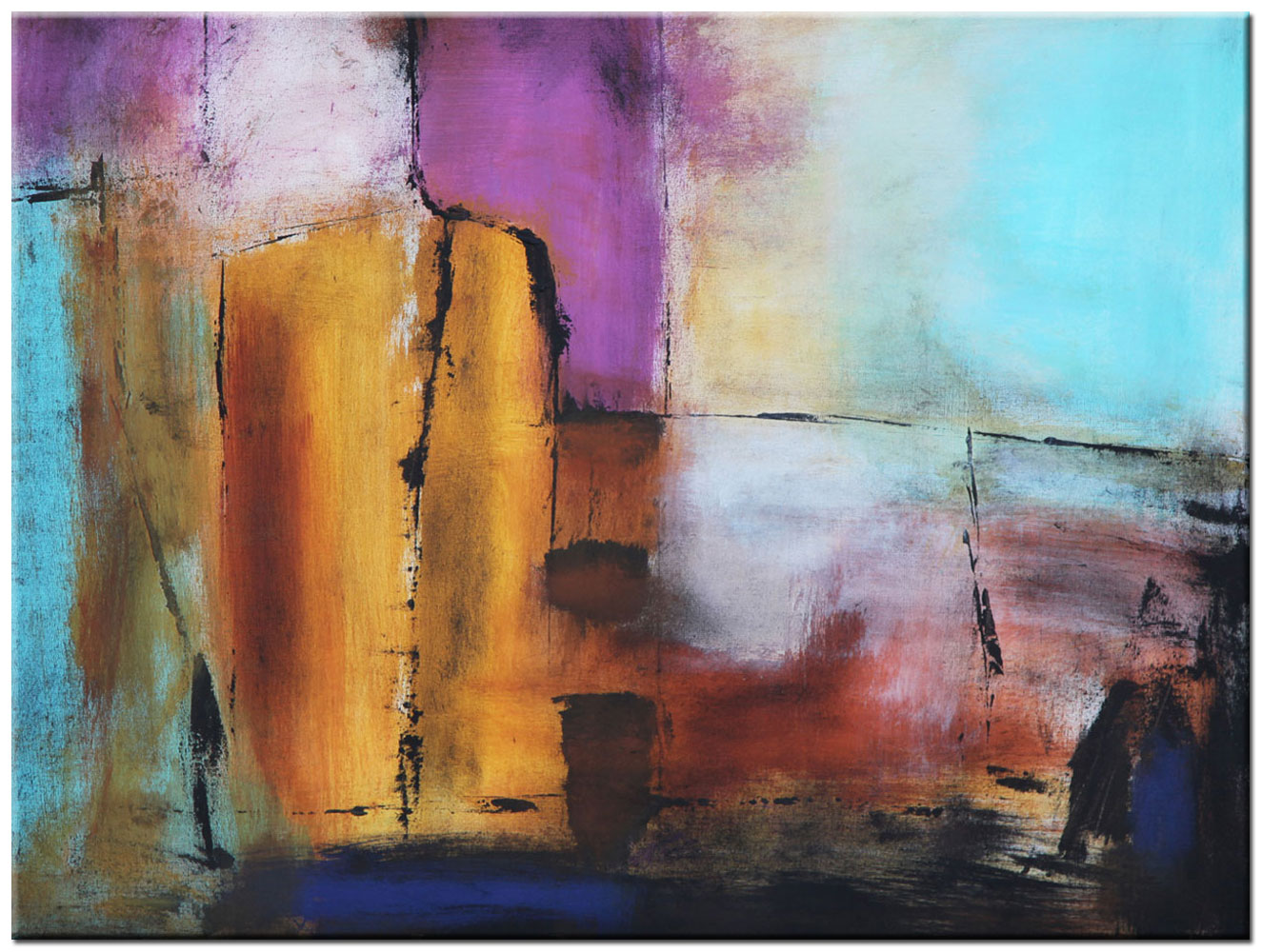 Edificios abstract schilderij 120x90cm