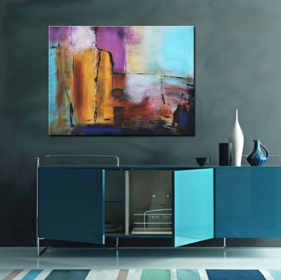 Edificios abstract schilderij 120x90cm - Afbeelding 3