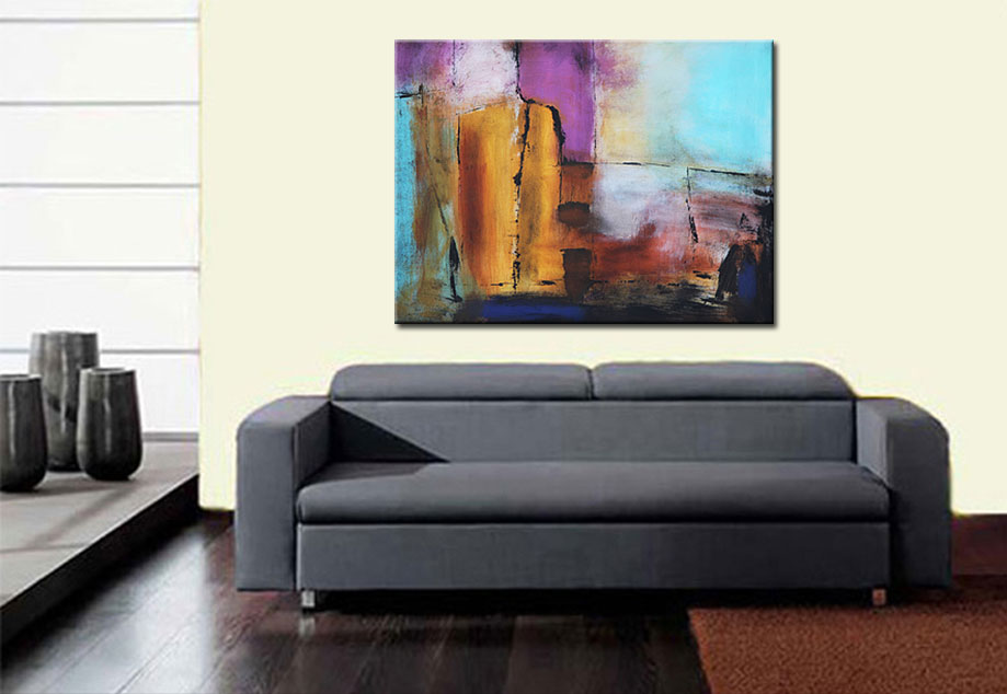 Edificios abstract schilderij 120x90cm - Afbeelding 2