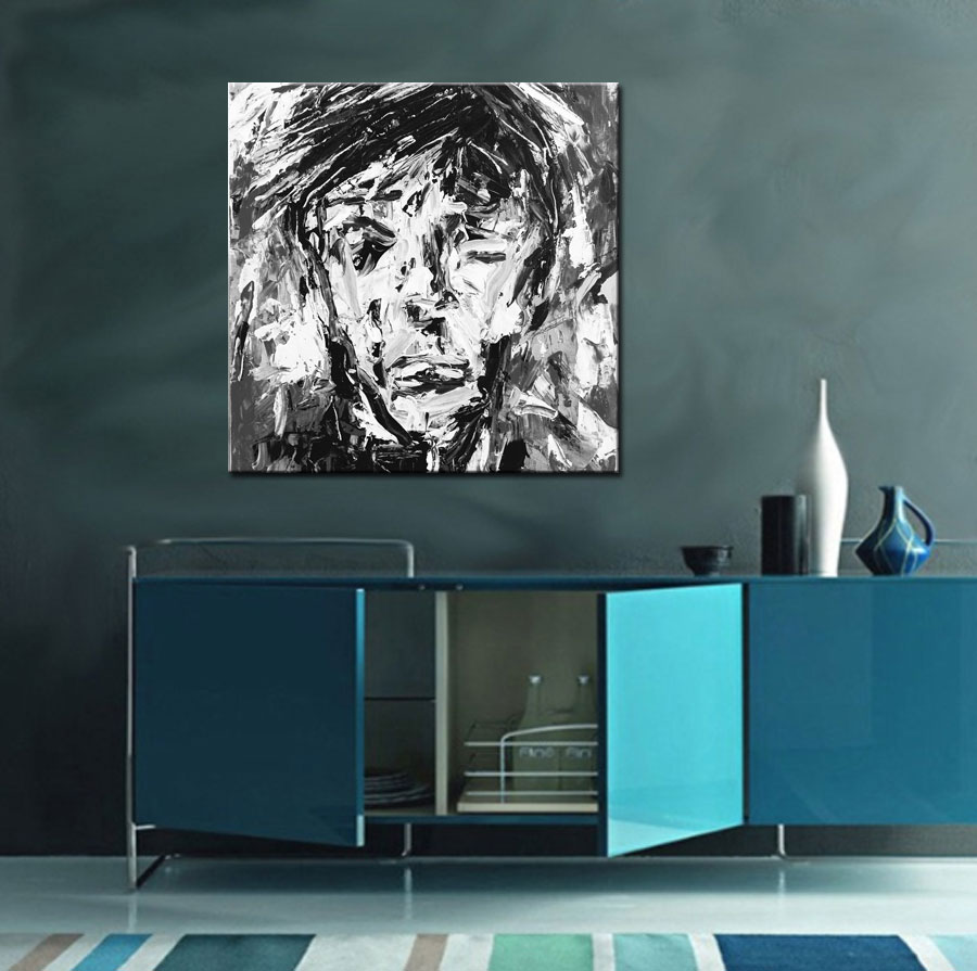 Face modern schilderij 100x100cm - Afbeelding 2