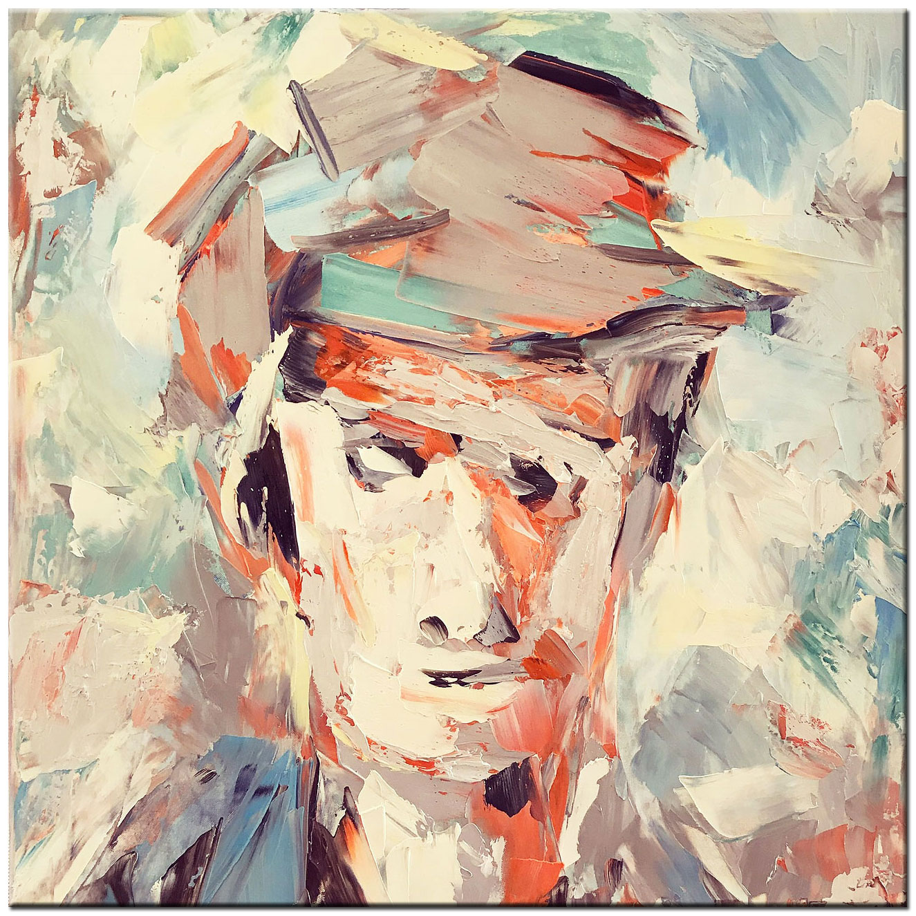 Boer Barend modern schilderij 100x100cm