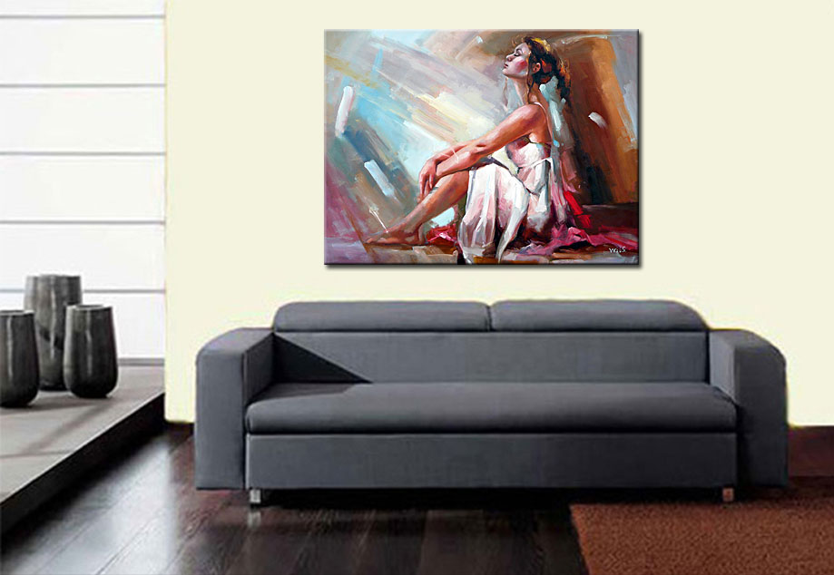 Dreaming Girl modern schilderij 120x90cm - Afbeelding 2
