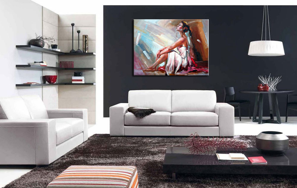 Dreaming Girl modern schilderij 120x90cm - Afbeelding 3