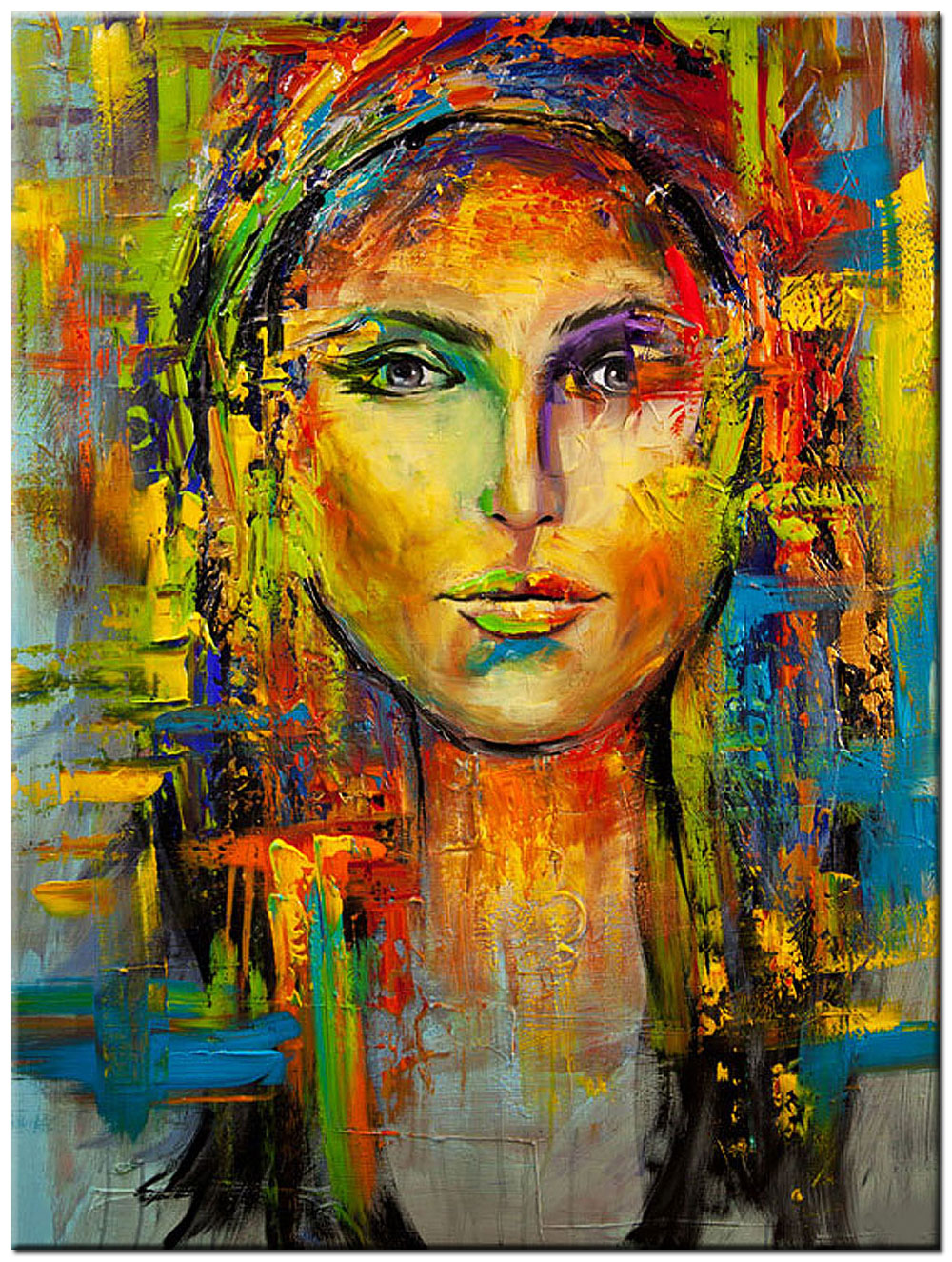 Vrouwen schilderij Indiaanse Vrouw 90x120cm