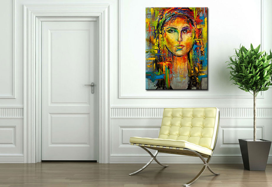 Vrouwen schilderij Indiaanse Vrouw 90x120cm - Afbeelding 2