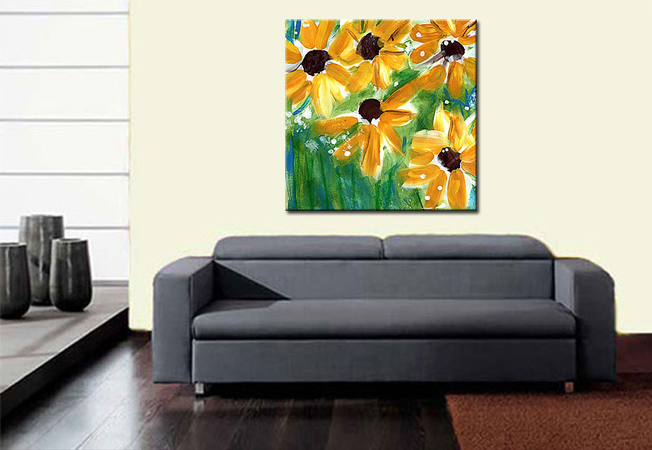 Bloemen schilderij Gele Zonnebloemen - Afbeelding 2