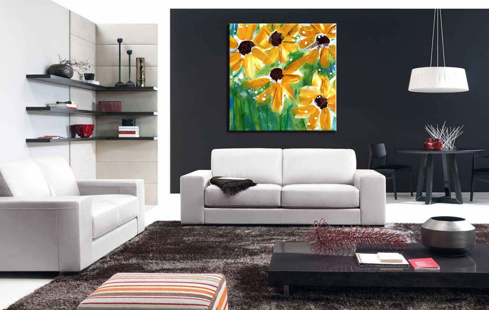 Bloemen schilderij Gele Zonnebloemen - Afbeelding 3