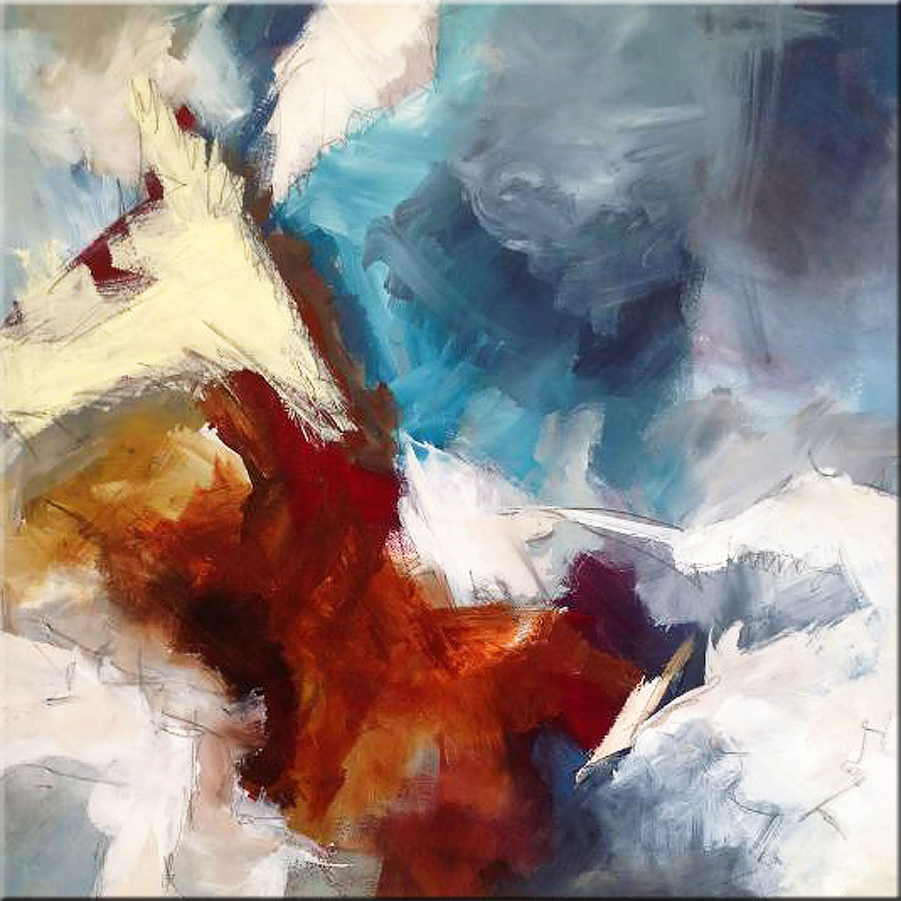 Fuego de Hielo abstract modern schilderij 100x100cm