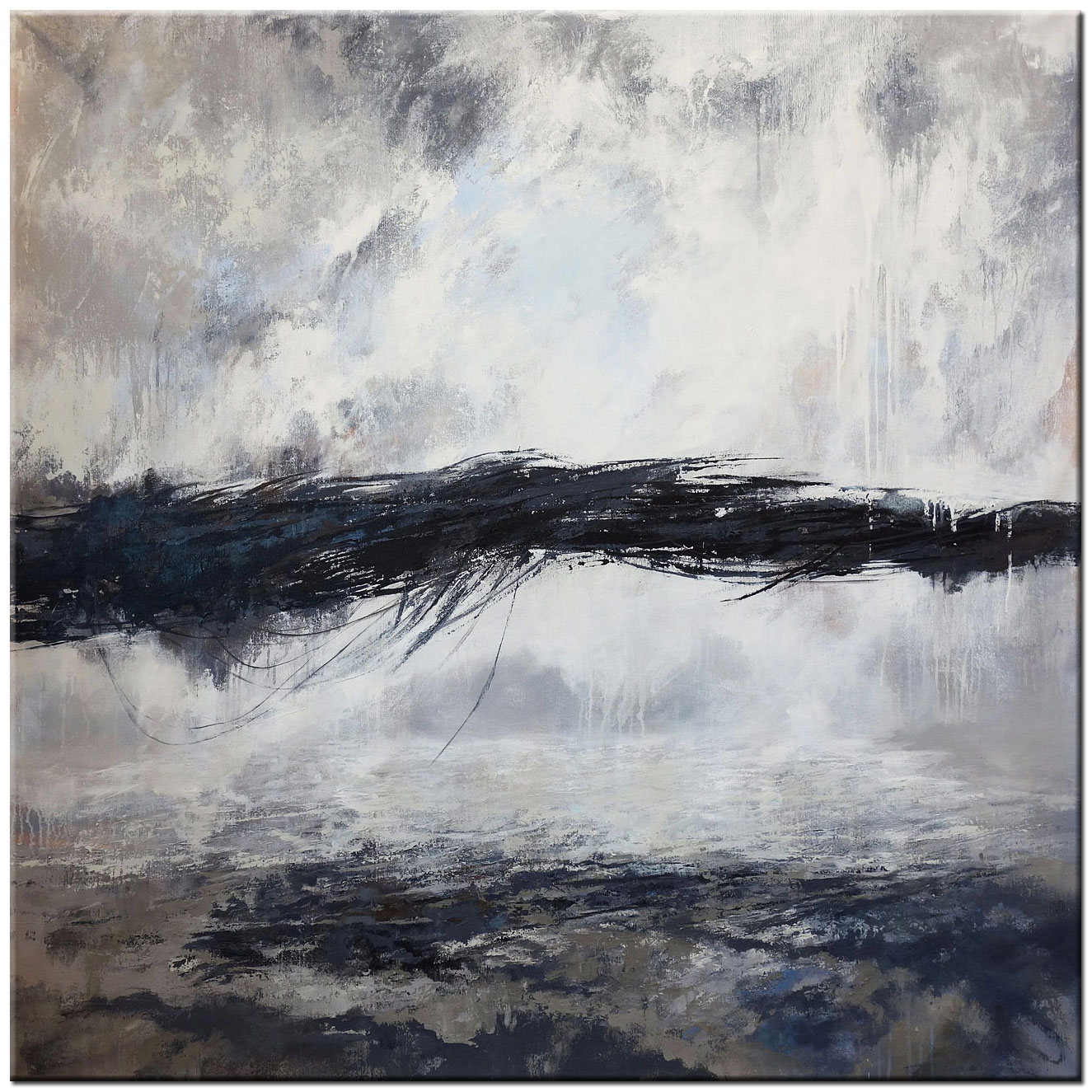 Black Lightning abstract schilderij 100x100cm