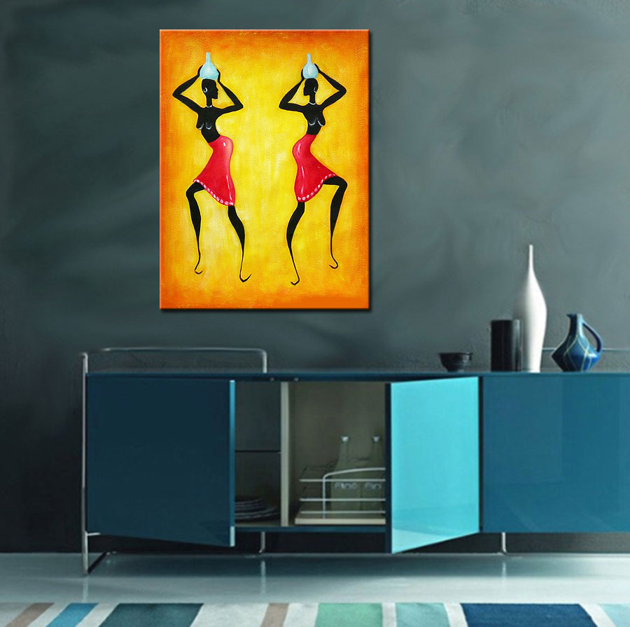 African Dance modern Afrika schilderij 90x120cm - Afbeelding 4