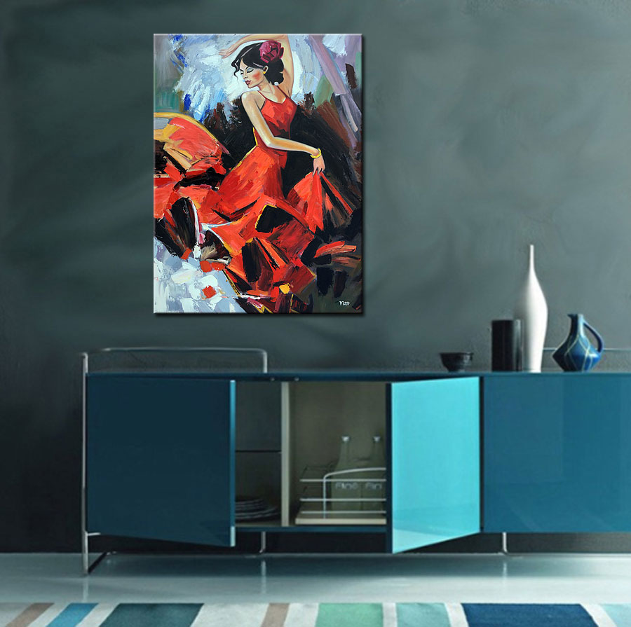 Flamenco Danseres modern schilderij 90x120cm - Afbeelding 2