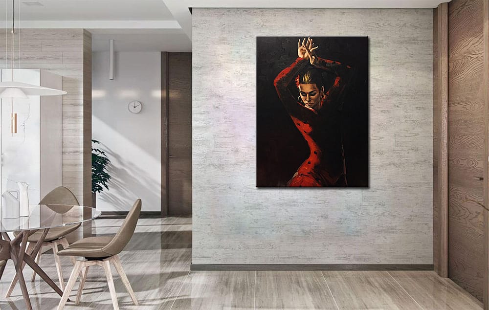 Vurige Flamenco Dans schilderij 90x120cm - Afbeelding 4