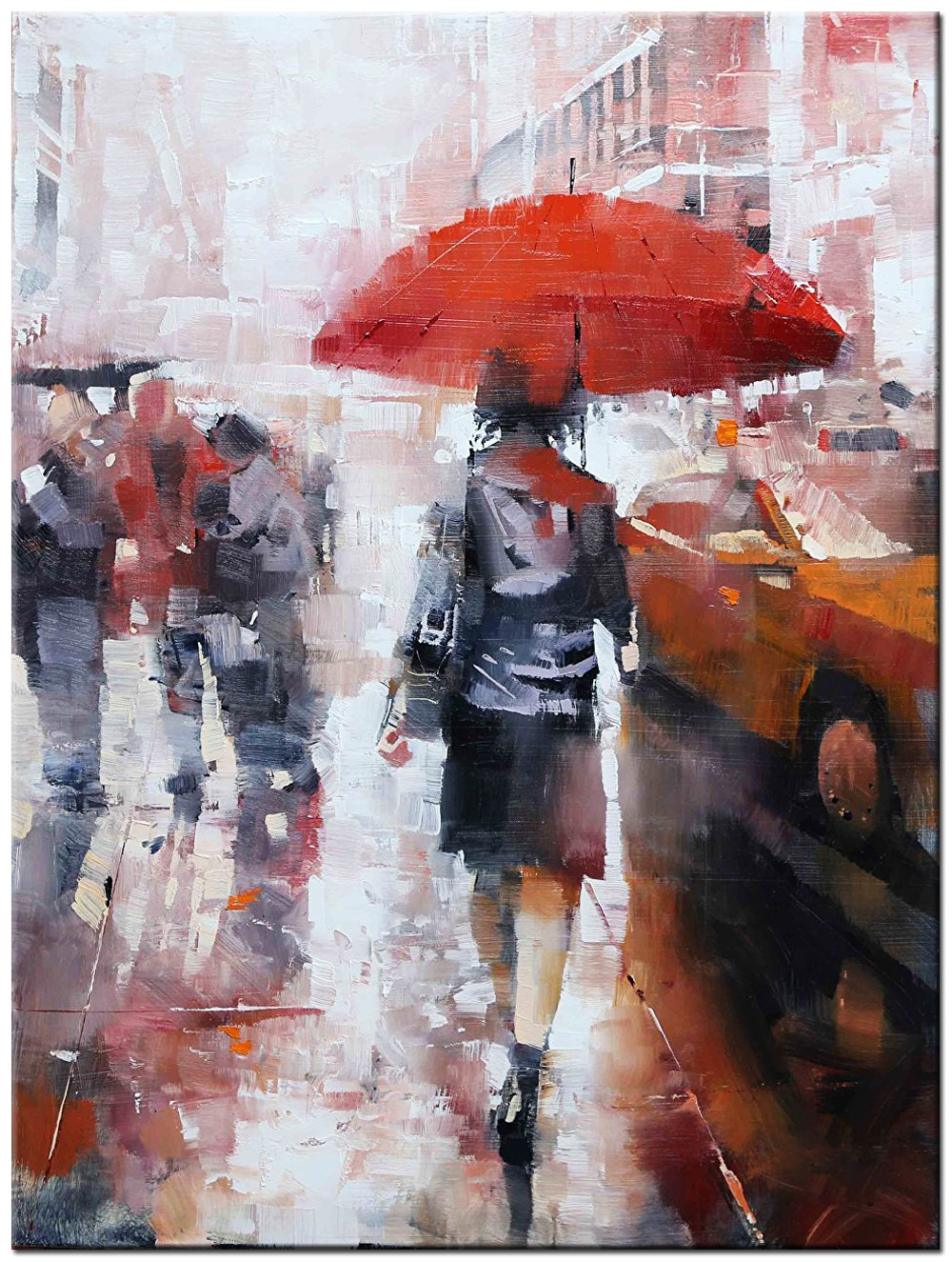 Vrouwen schilderij Regenachtige Dag 90x120cm