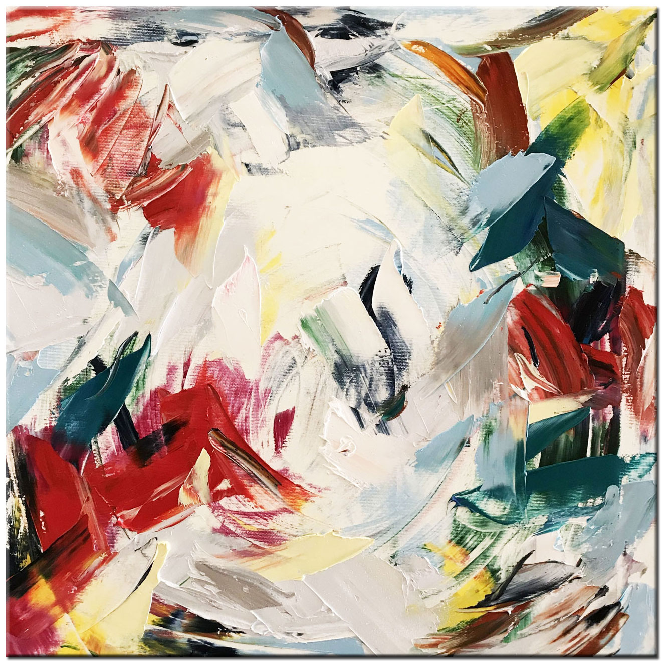 Tornade Blanche abstract modern schilderij 100x100cm