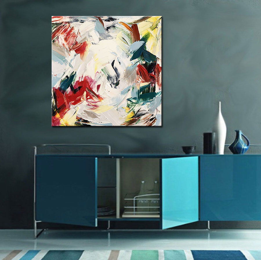 Tornade Blanche abstract modern schilderij 100x100cm - Afbeelding 2