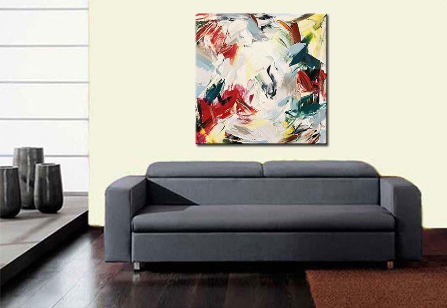 Tornade Blanche abstract modern schilderij 100x100cm - Afbeelding 4