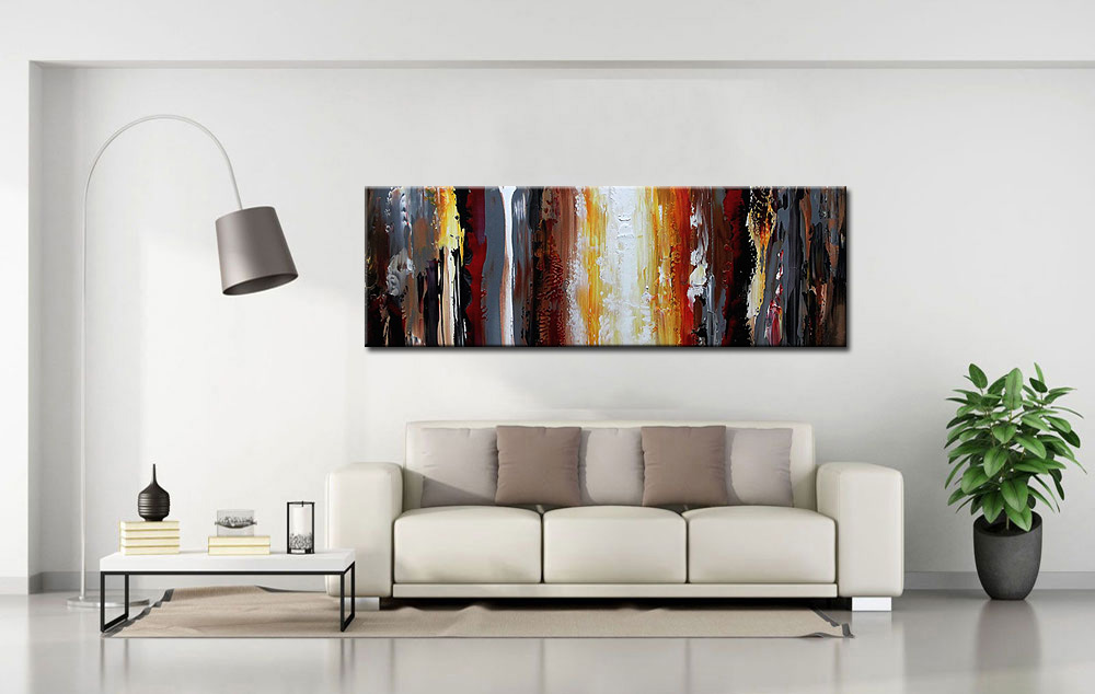 Abstract schilderij Vuur en Schaduw 180x60cm - Afbeelding 3