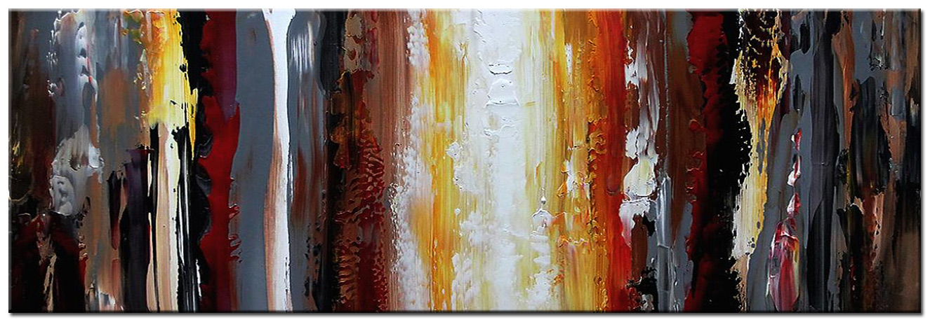 Abstract schilderij Vuur en Schaduw 180x60cm