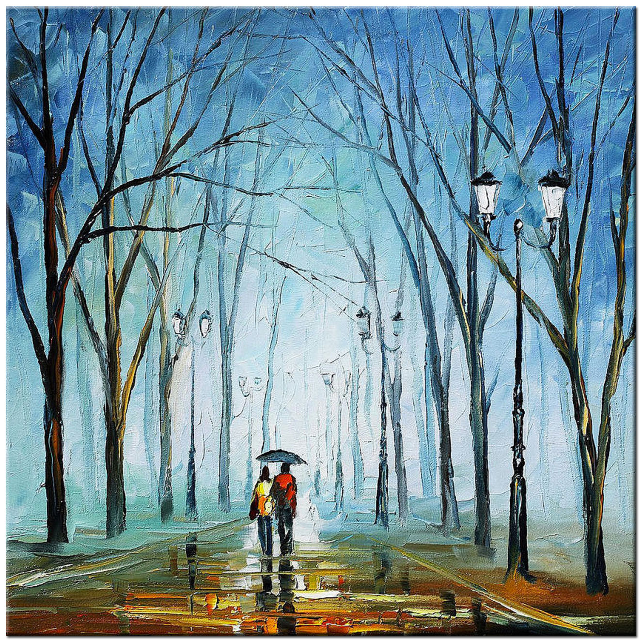 Winter Walk modern schilderij 100x100cm