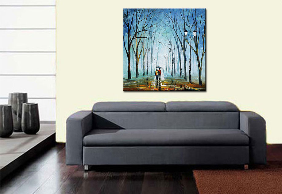 Winter Walk modern schilderij 100x100cm - Afbeelding 2