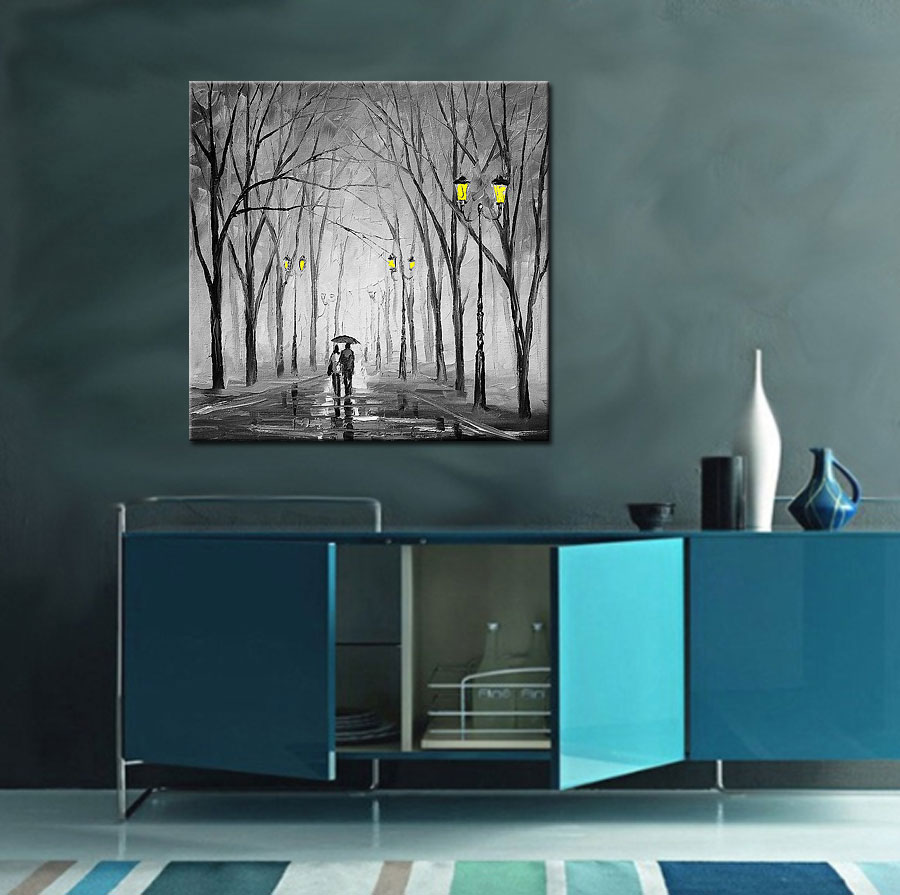 Wandeling modern schilderij 100x100cm - Afbeelding 4