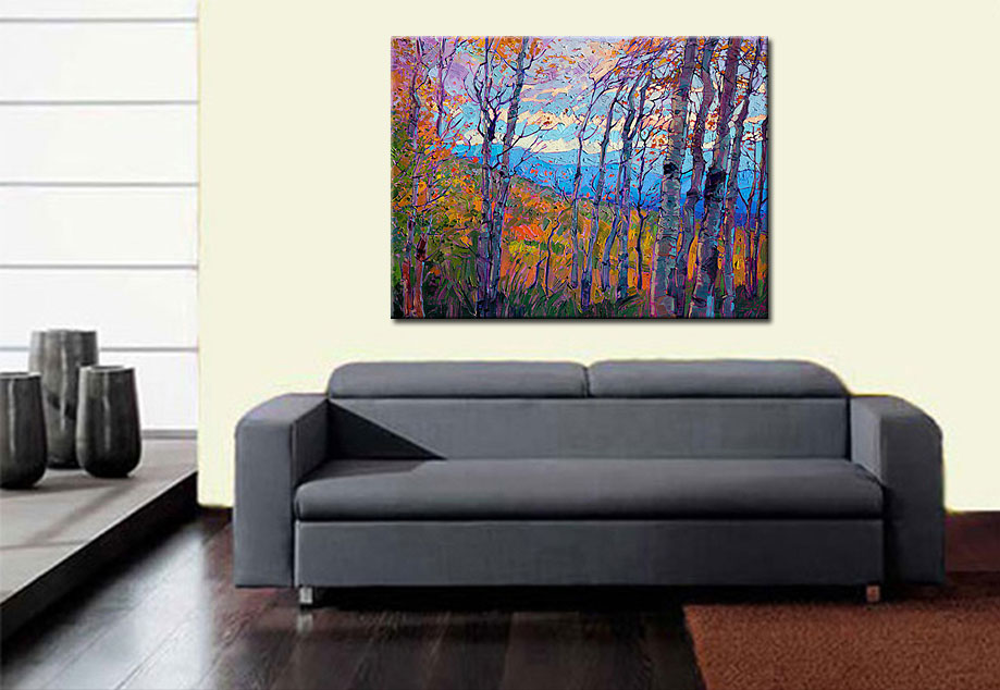 Trees and Wind modern schilderij 120x90cm - Afbeelding 2