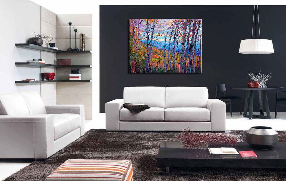 Trees and Wind modern schilderij 120x90cm - Afbeelding 3