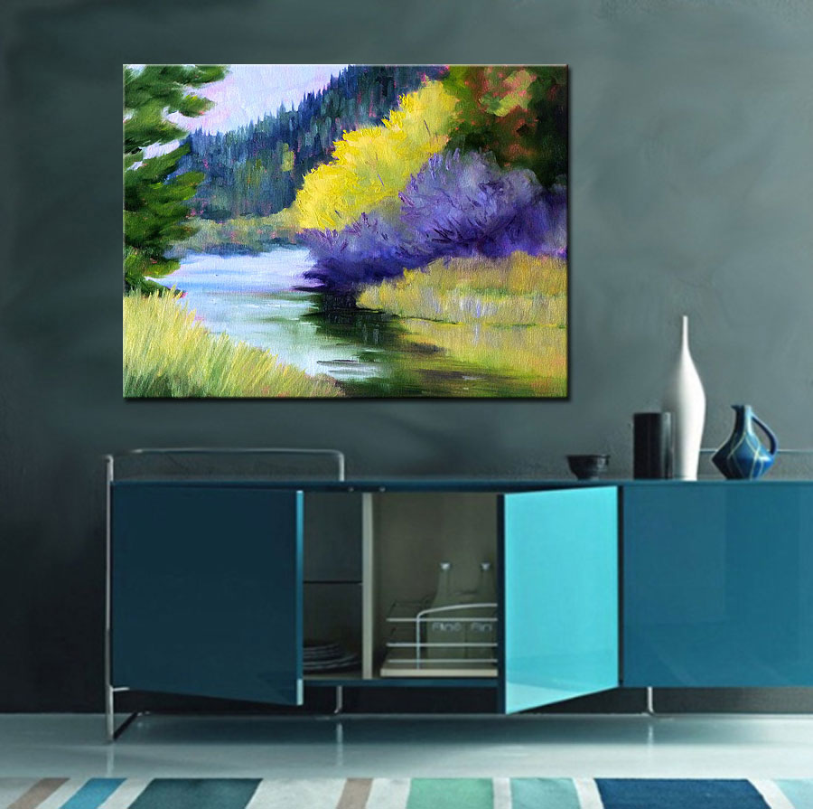 Berg Beekje modern schilderij 120x90cm - Afbeelding 4