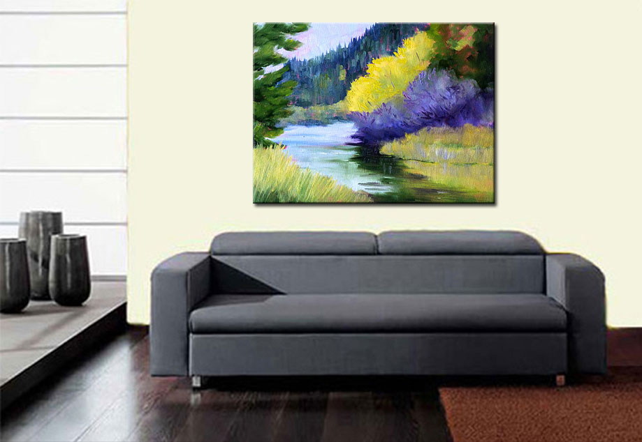 Berg Beekje modern schilderij 120x90cm - Afbeelding 2