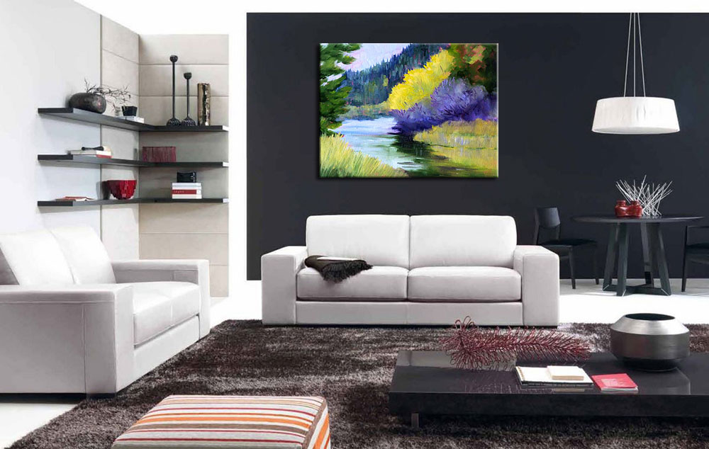 Berg Beekje modern schilderij 120x90cm - Afbeelding 3