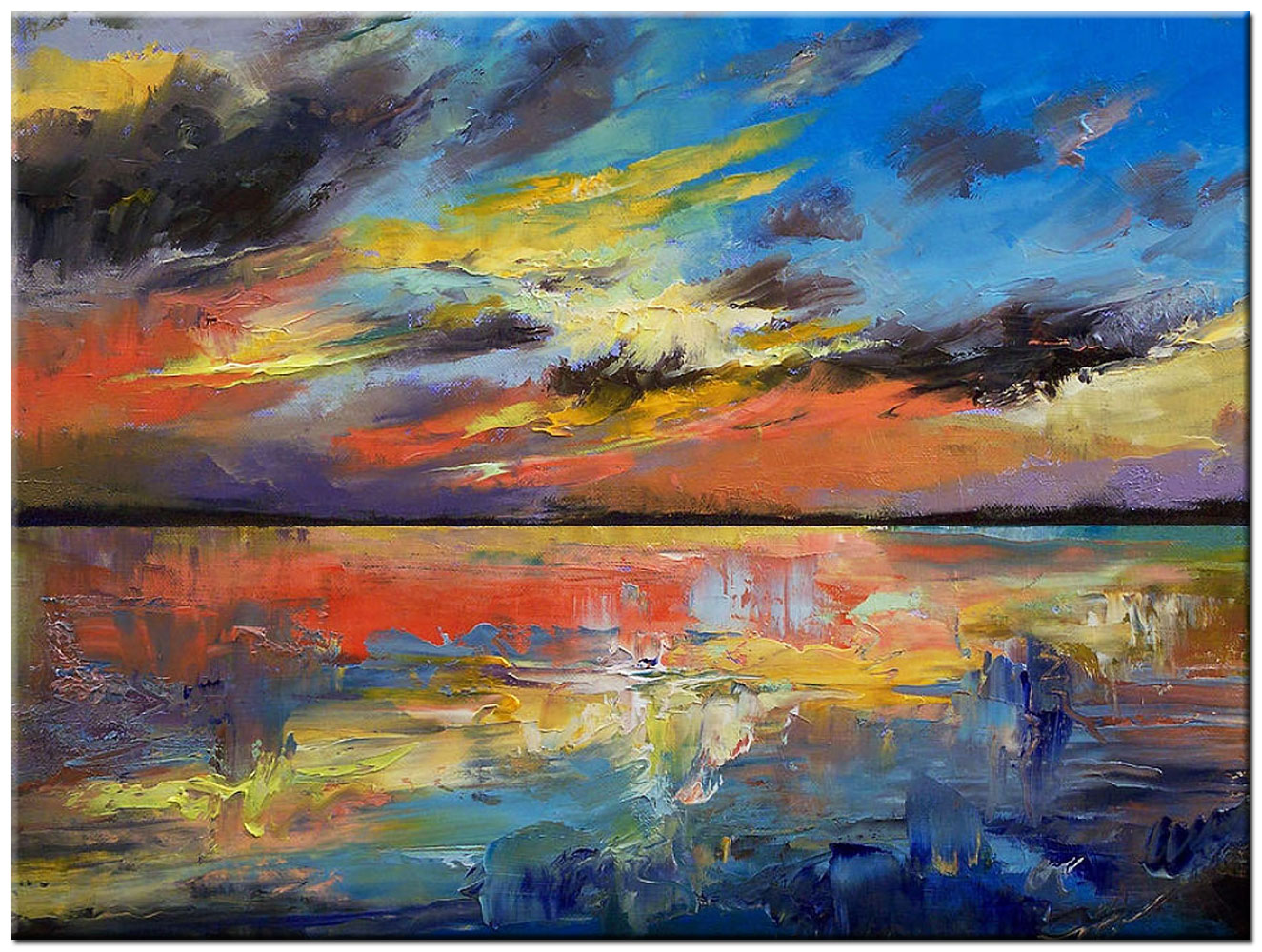 Avondrood op Zee modern schilderij 120x90cm