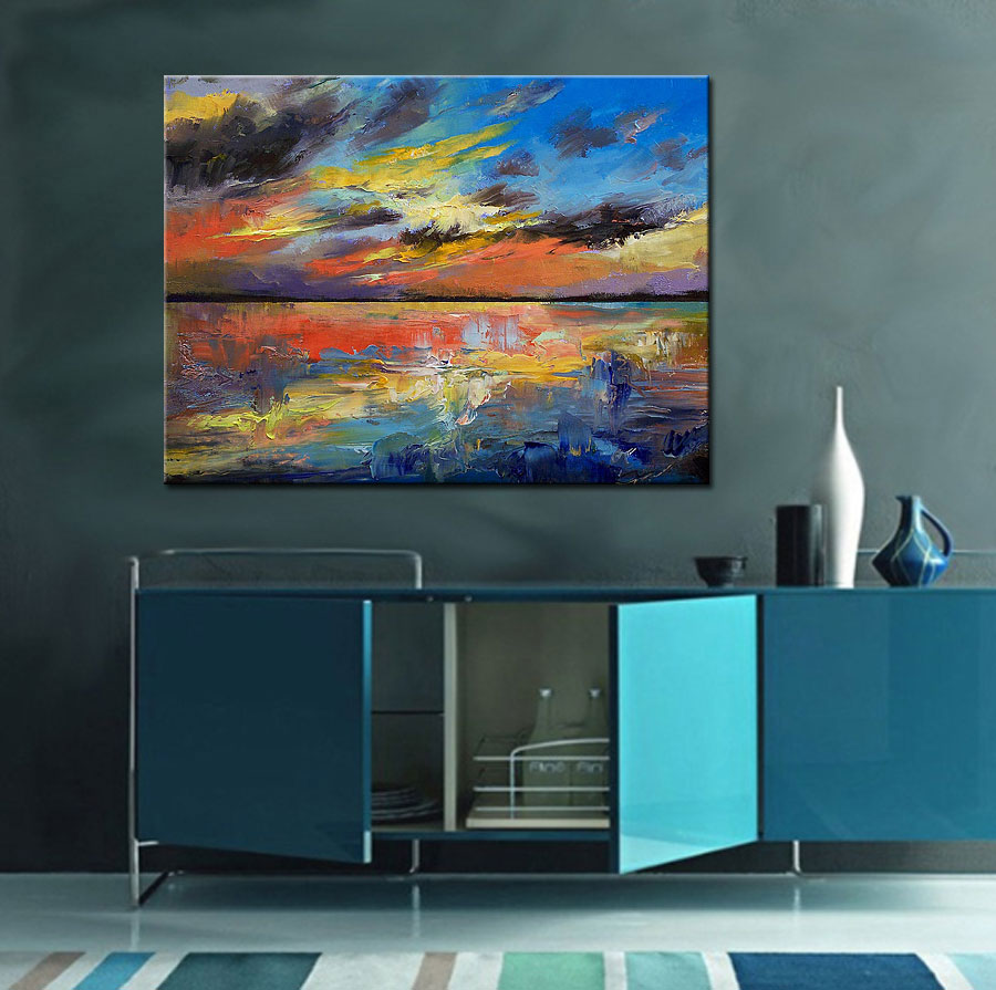Avondrood op Zee modern schilderij 120x90cm - Afbeelding 4