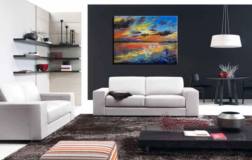 Avondrood op Zee modern schilderij 120x90cm - Afbeelding 3