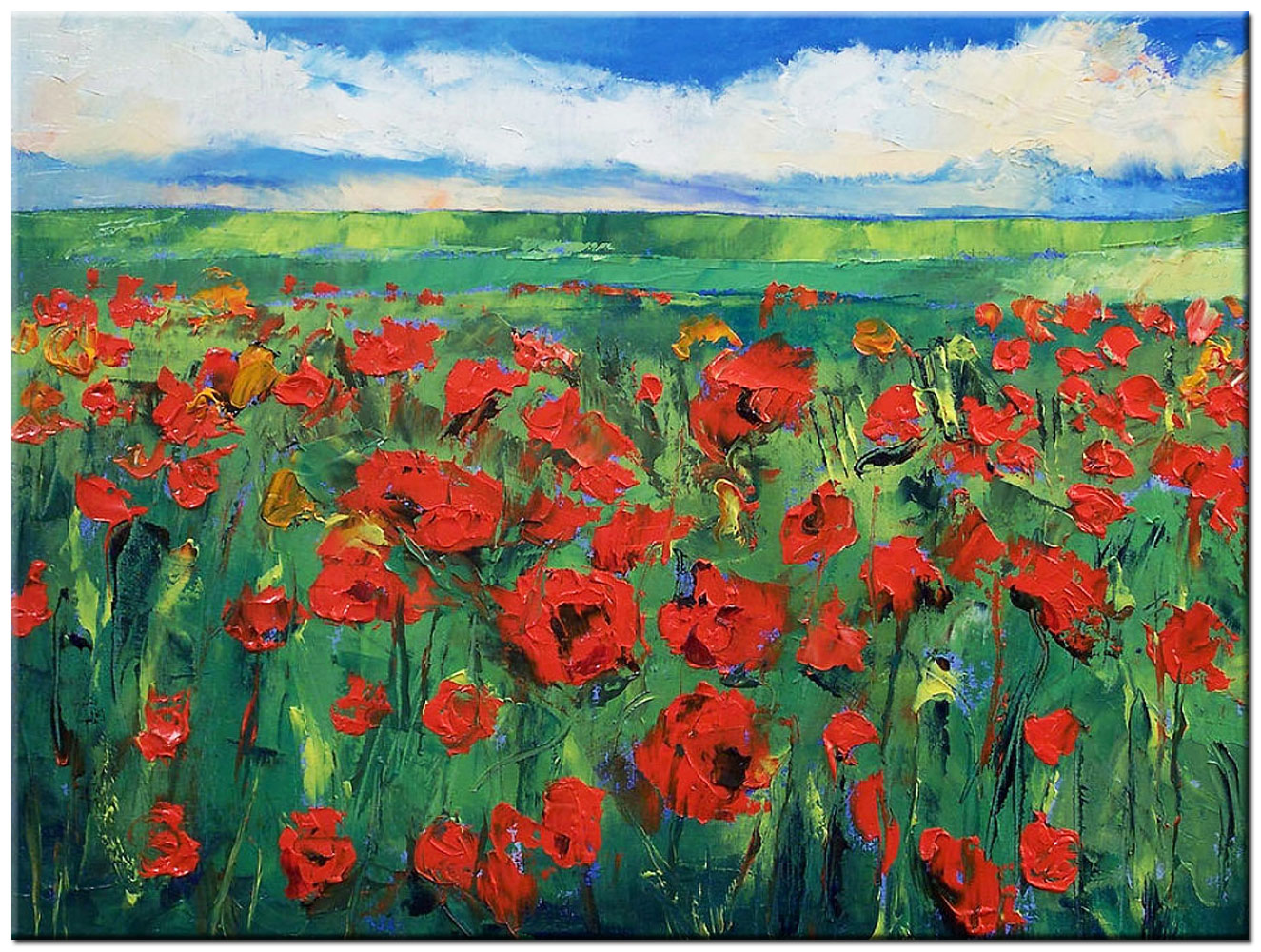 Green Flower Fields modern schilderij