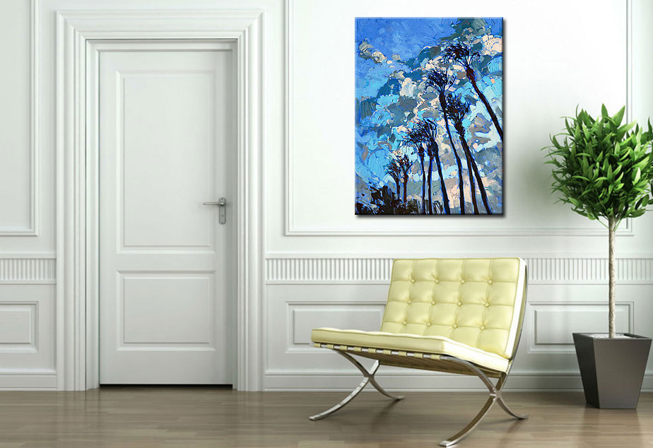 Palmbomen modern schilderij 90x120cm - Afbeelding 2
