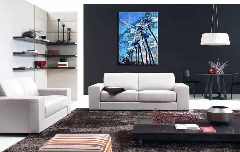 Palmbomen modern schilderij 90x120cm - Afbeelding 3