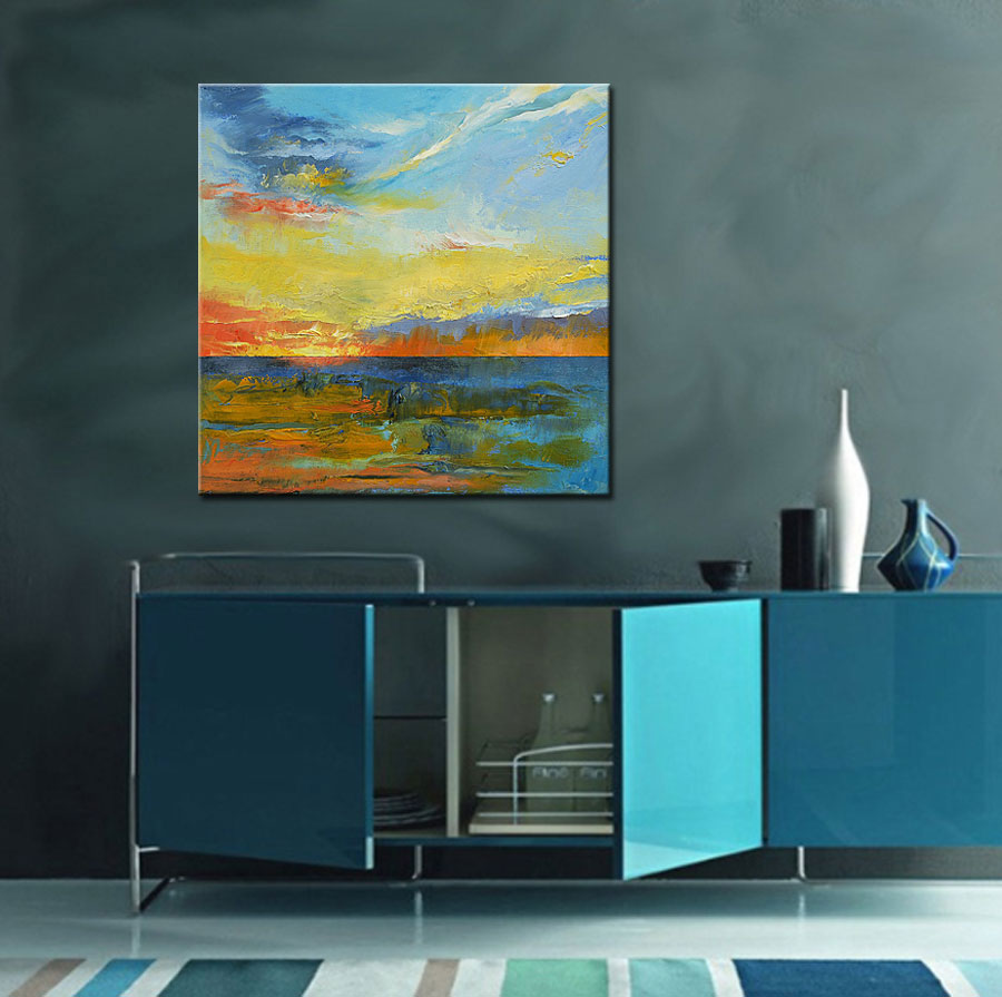 Zeezicht modern schilderij 100x100cm - Afbeelding 4