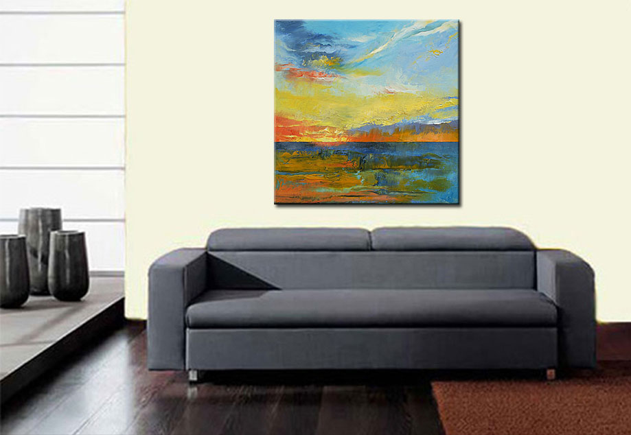 Zeezicht modern schilderij 100x100cm - Afbeelding 3