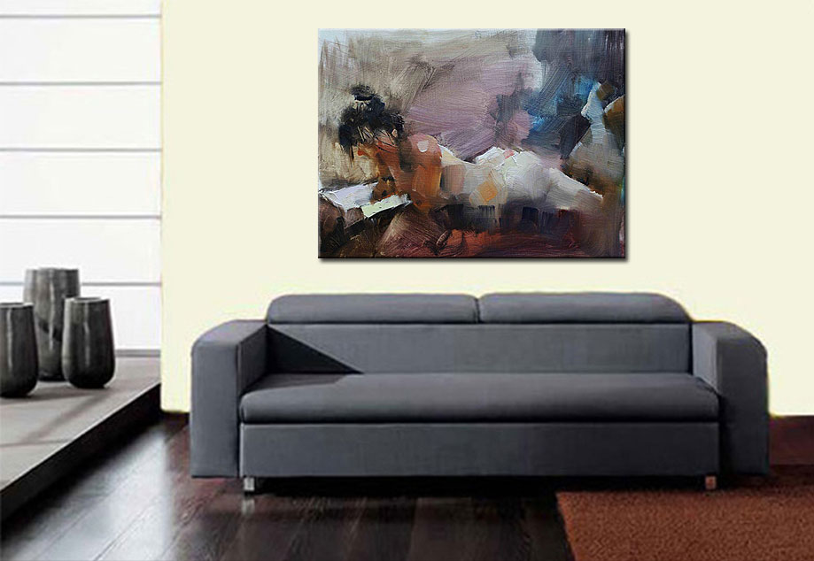 Vrouwen schilderij Reading a Book 120x90cm - Afbeelding 3