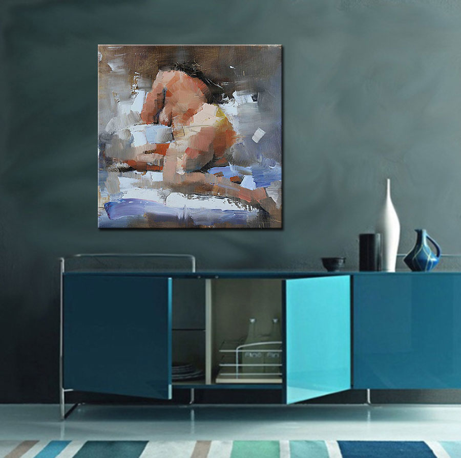 Erotisch schilderij Sleeping Naked - Afbeelding 4