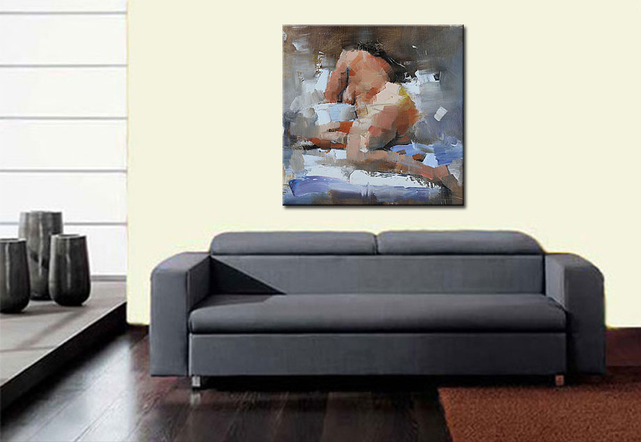Erotisch schilderij Sleeping Naked - Afbeelding 3
