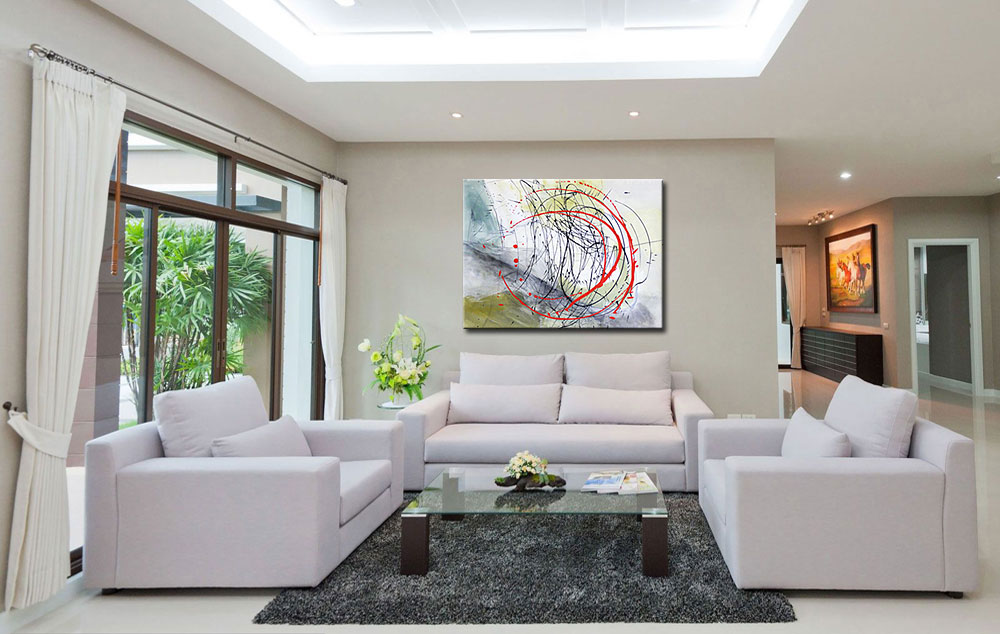 Broken Circles abstract modern schilderij 120x90cm - Afbeelding 3