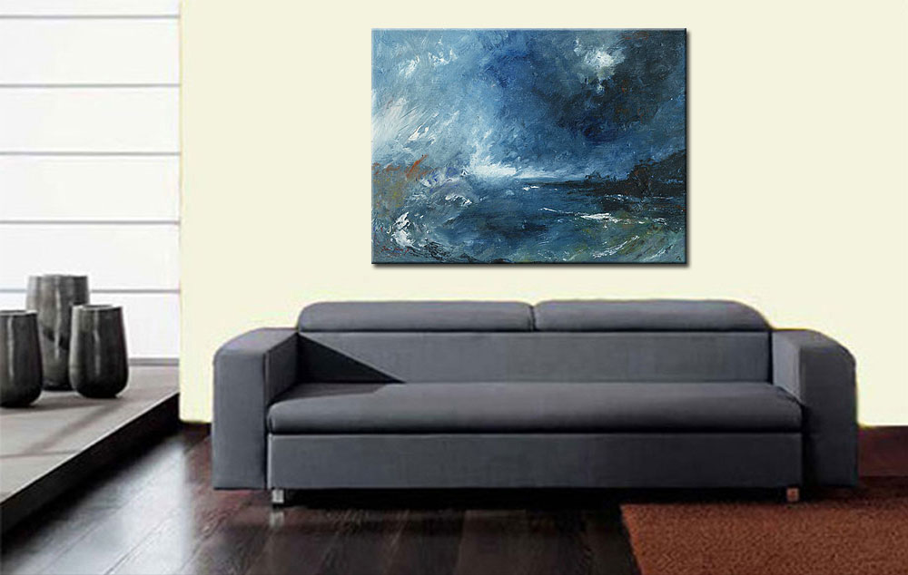 Sea Storm abstract modern schilderij 120x90cm - Afbeelding 4