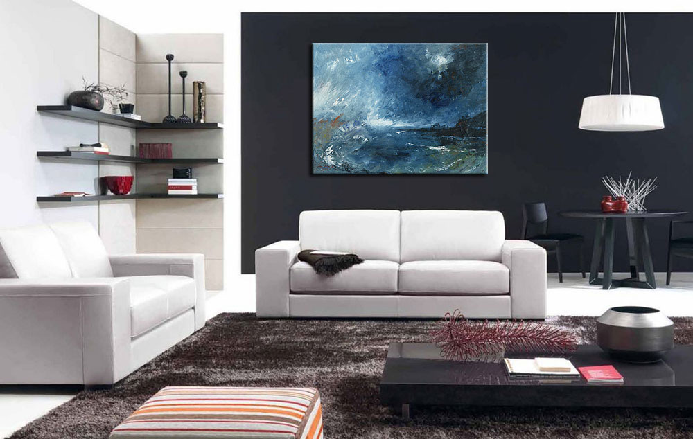 Sea Storm abstract modern schilderij 120x90cm - Afbeelding 3